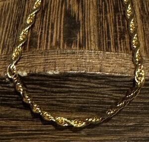 Vintage HCT Italy 925 Sterling Silver 18K Gold Plated Rope Bracelet 6.5”